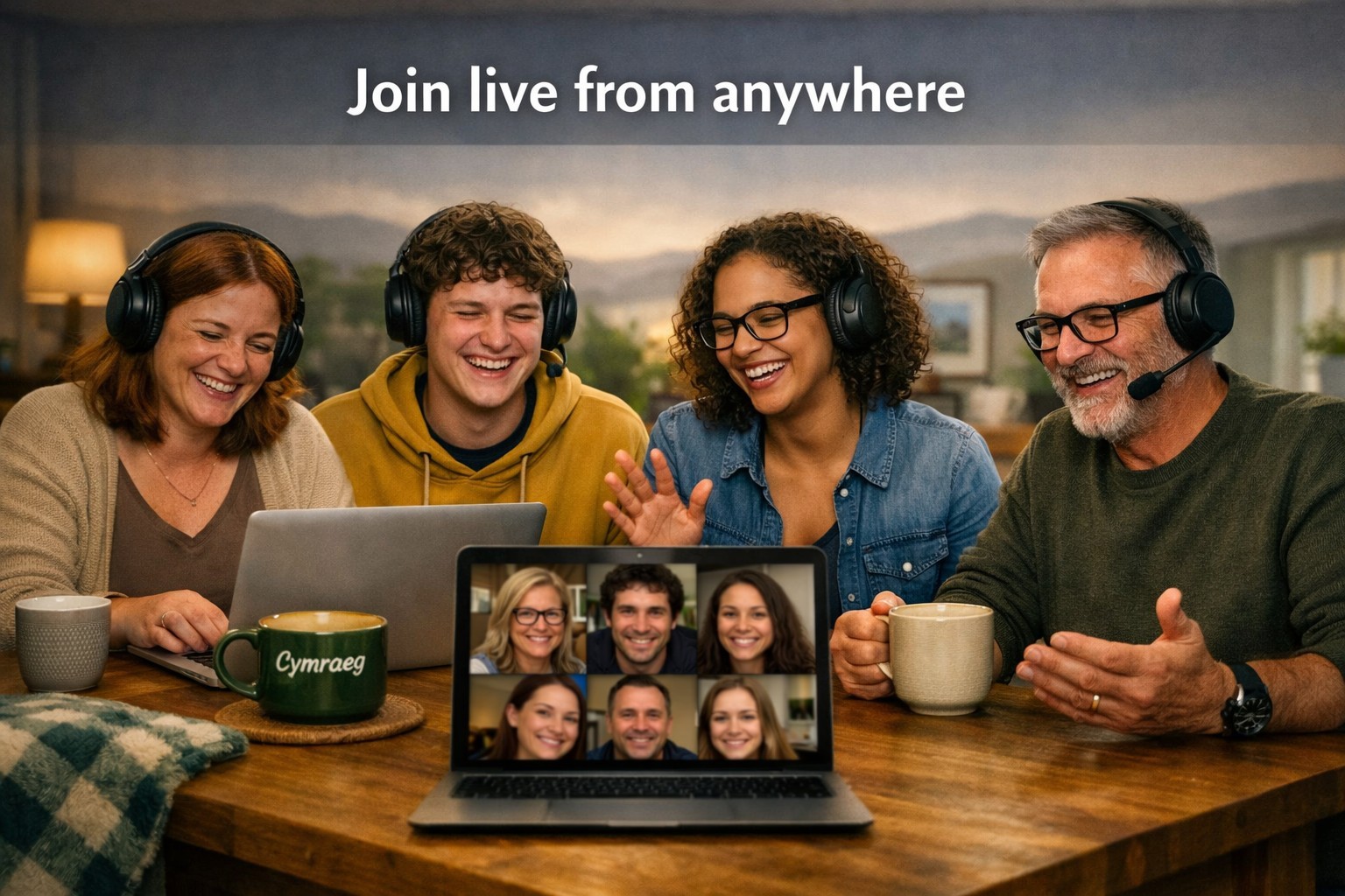 Parents joining a friendly online support session together from home